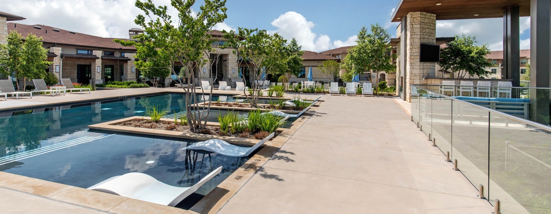 a swimming pool in a backyard