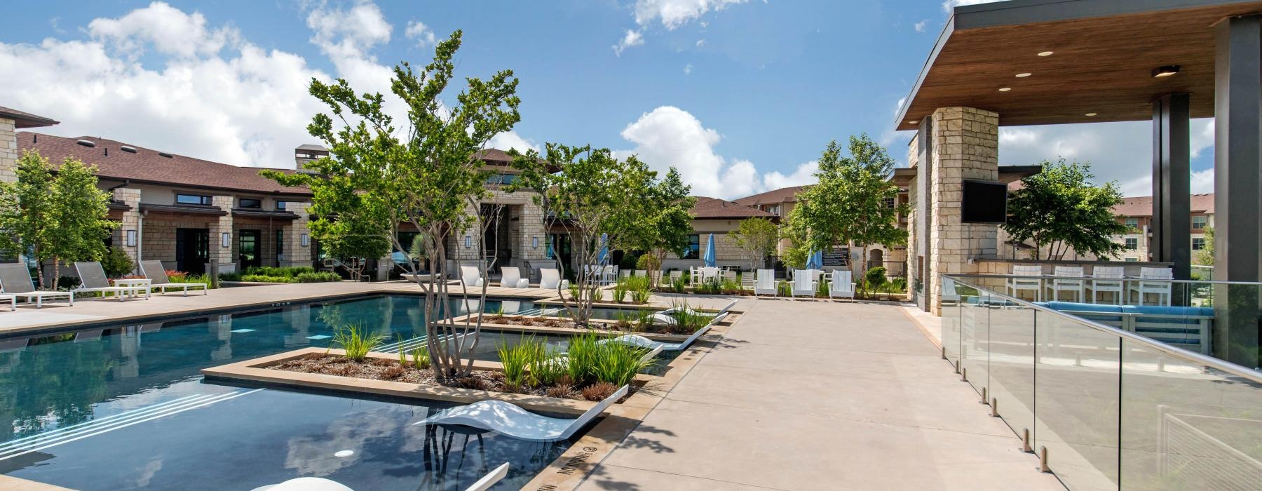 a swimming pool in a backyard